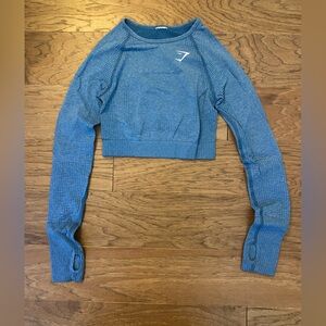 Gymshark Vital Seamless Long Sleeve Crop Top in Tahoe Teal Marl Size XS